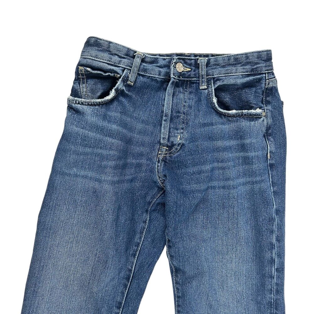 Zara TRF Trafaluc Authentic Denim Button Fly Jeans Dark Wash Sz 4 Straight Leg - Picture 2 of 13
